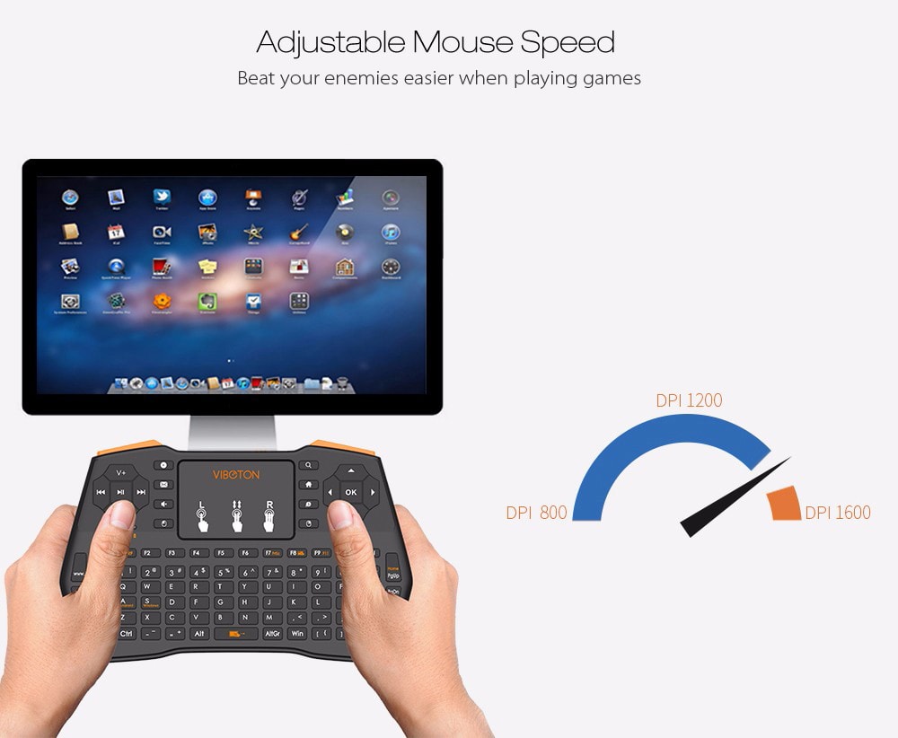 VIBOTON i8 Plus 2.4GHz Wireless Keyboard with Touchpad- Black RUSSIA VIBOTON i8 Plus 2.4GHz Wireless Keyboard with Touchpad- Black RUSSIA