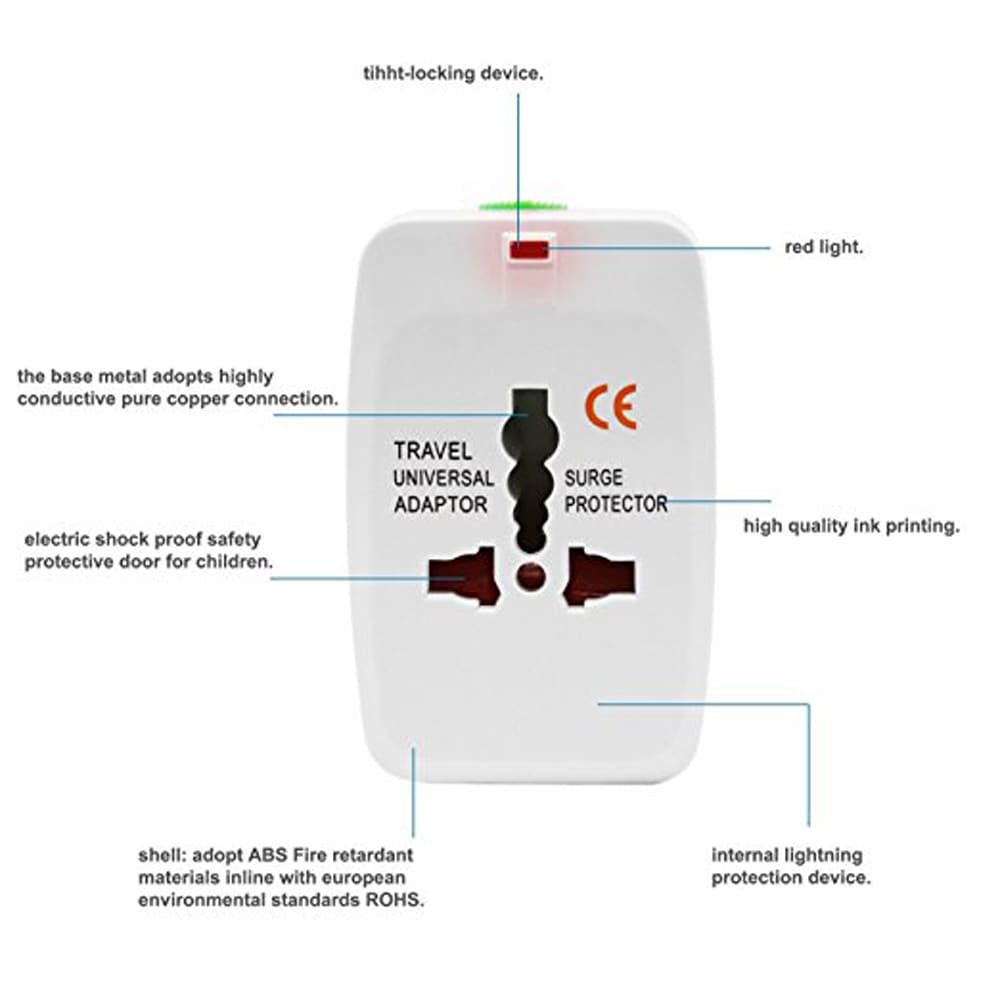 Safety Universal Travel Adaptor UK/USA/EU/CN Adaptor/Travel Plug and Socket- White Safety Universal Travel Adaptor UK/USA/EU/CN Adaptor/Travel Plug and Socket- White