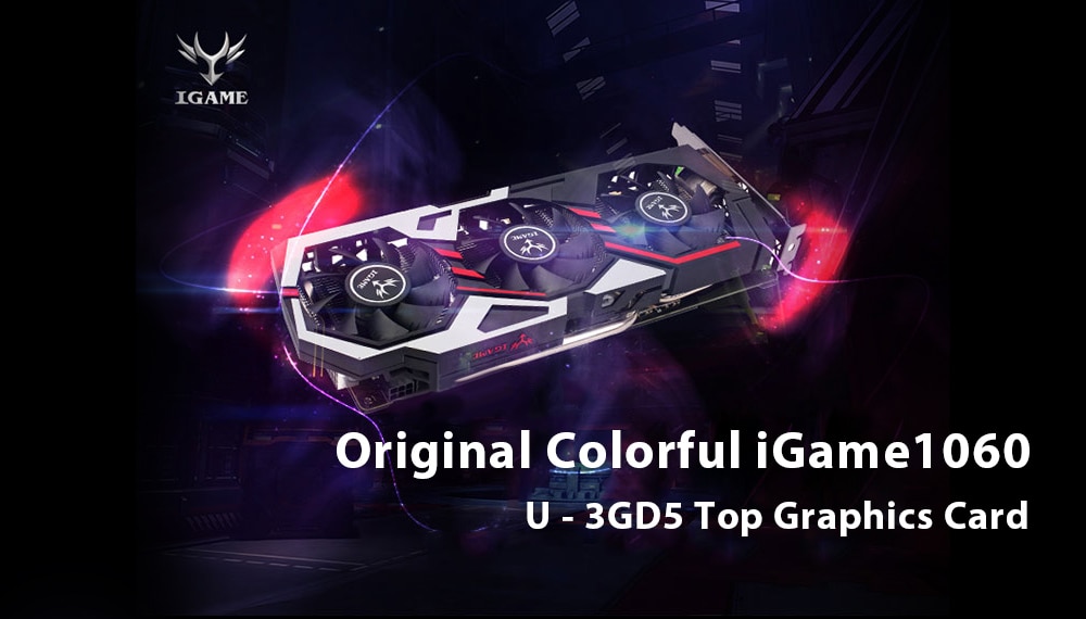 Original Colorful iGame1060 U - 3GD5 Top Graphics Card GeForce GTX 1060 GPU Chip 192bit GDDR5- Black Original Colorful iGame1060 U - 3GD5 Top Graphics Card GeForce GTX 1060 GPU Chip 192bit GDDR5- Black