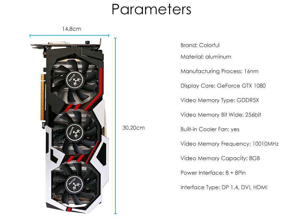 Original GeForce iGame GTX 1080 UT V2 Top Colorful Graphics Card 256bit GDDR5X Computer Hardware with Cooler Fan- Colormix Original GeForce iGame GTX 1080 UT V2 Top Colorful Graphics Card 256bit GDDR5X Computer Hardware with Cooler Fan- Colormix