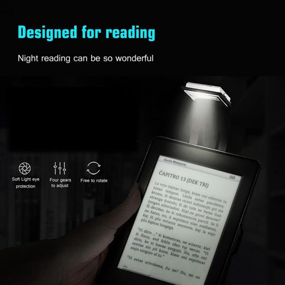 Portable LED Reading Book Light With Detachable Flexible Clip USB Rechargeable- Black Portable LED Reading Book Light With Detachable Flexible Clip USB Rechargeable- Black