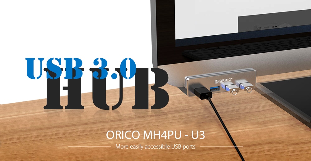 ORICO MH4PU - U3 Multi-port USB 3.0 Hub Charging Station Desktop Charger with Buckle Design - Silver ORICO MH4PU - U3 Multi-port USB 3.0 Hub Charging Station Desktop Charger with Buckle Design - Silver