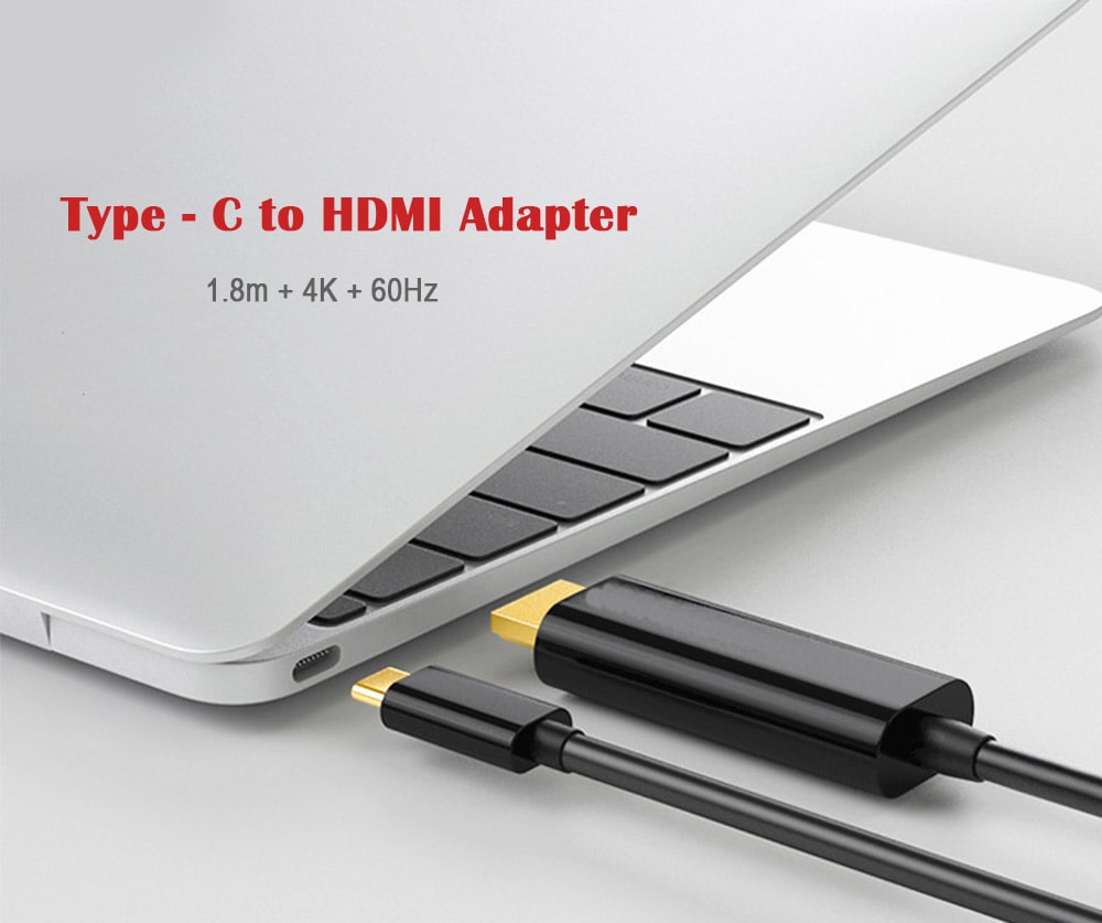 Type - C to HDMI Adapter 1.8m 4K 60Hz- Black Type - C to HDMI Adapter 1.8m 4K 60Hz- Black
