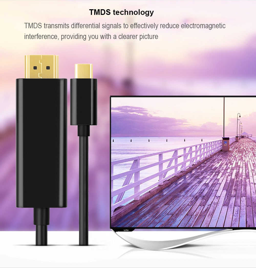 Type - C to HDMI Adapter 1.8m 4K 60Hz- Black Type - C to HDMI Adapter 1.8m 4K 60Hz- Black