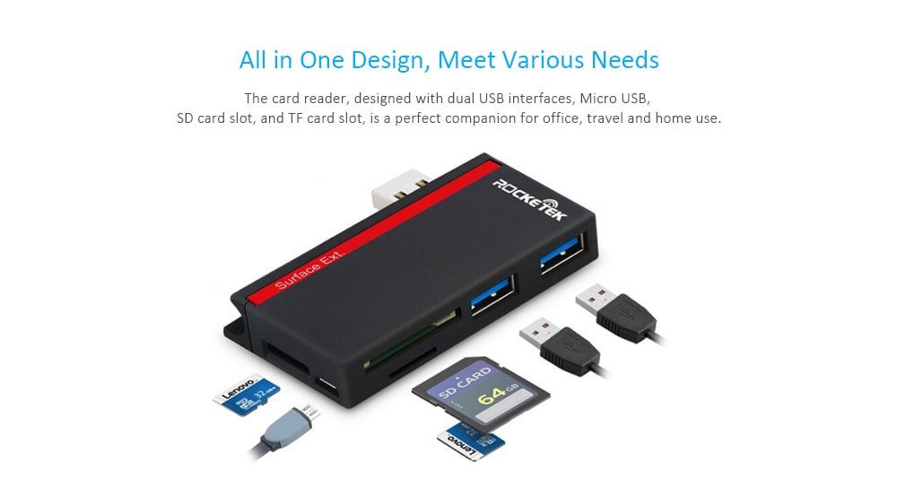 Rocketek Universal USB 3.0 TF SD Memory Card Reader- Black Rocketek Universal USB 3.0 TF SD Memory Card Reader- Black