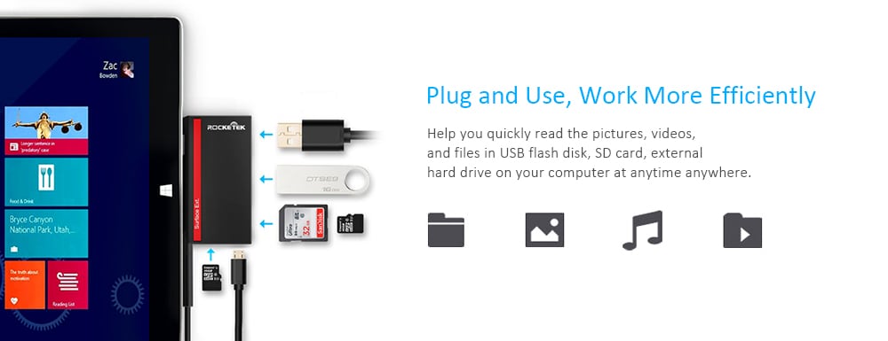 Rocketek Universal USB 3.0 TF SD Memory Card Reader- Black Rocketek Universal USB 3.0 TF SD Memory Card Reader- Black