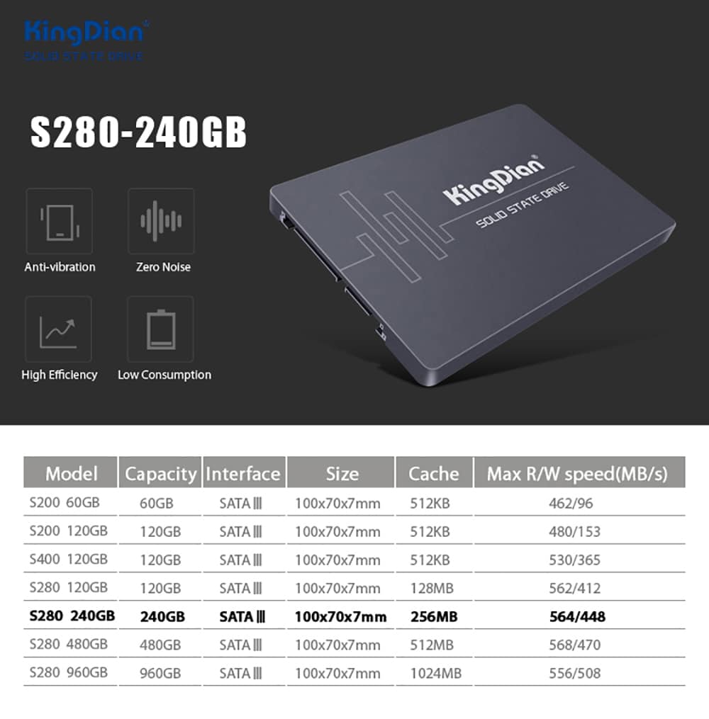 SSD SATA3 2.5 inch 240GB Hard Drive Disk HD HDD factory directly KingDian Brand- Black SSD SATA3 2.5 inch 240GB Hard Drive Disk HD HDD factory directly KingDian Brand- Black