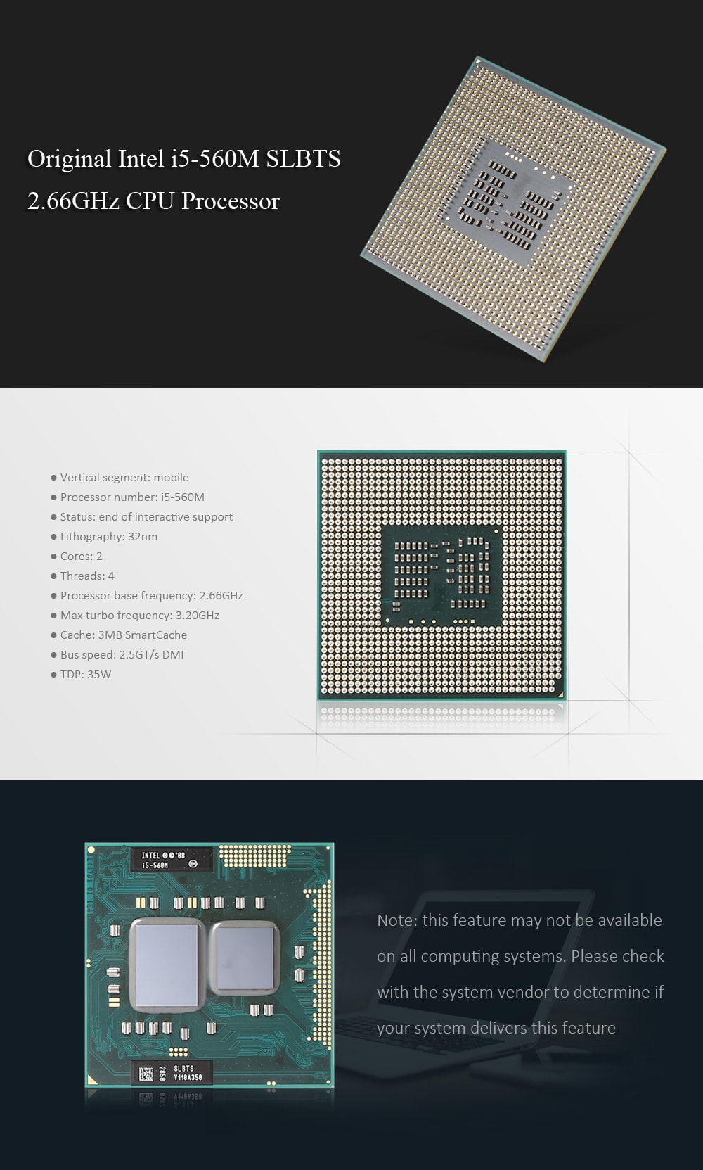 Original Intel i5-560M SLBTS 2.66GHz PGA988 CPU Processor- Silver Original Intel i5-560M SLBTS 2.66GHz PGA988 CPU Processor- Silver