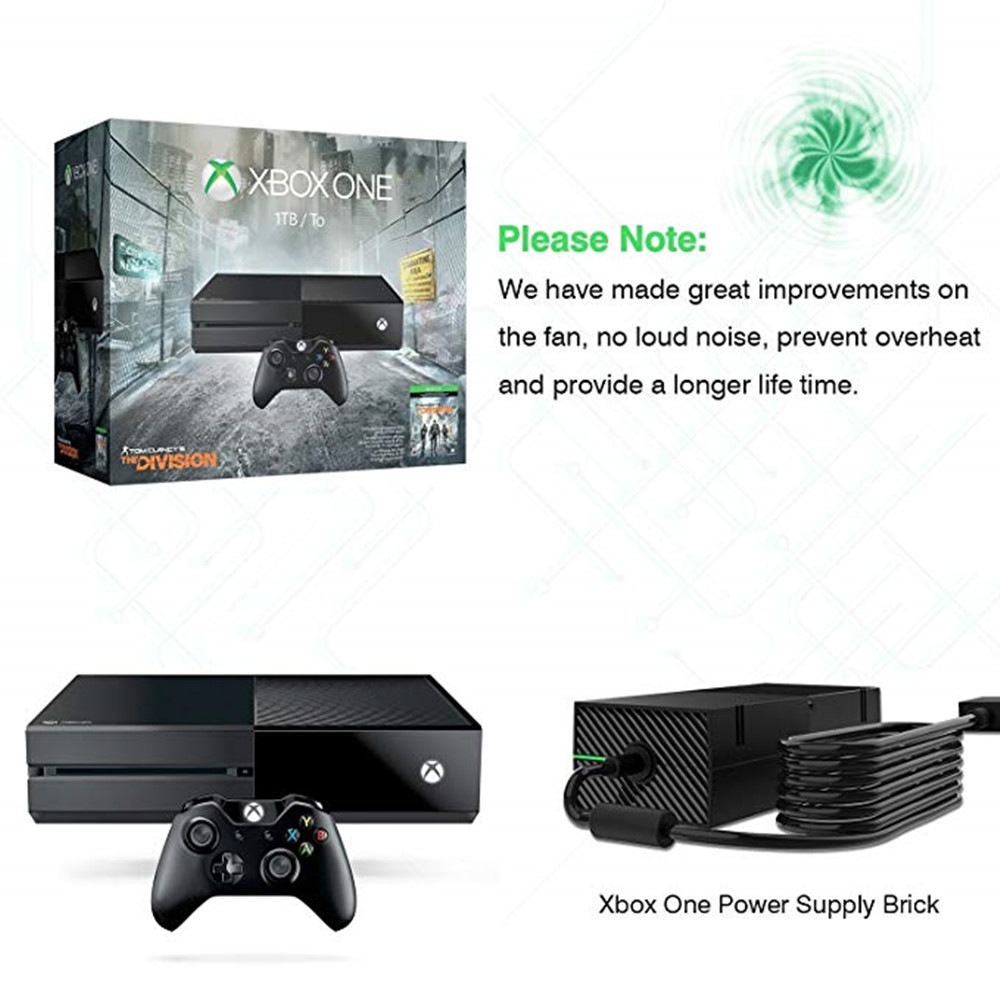 Xbox One Power Supply BrickAC Adapter Power Supply Charger Cord Replacement- Black Xbox One Power Supply BrickAC Adapter Power Supply Charger Cord Replacement- Black
