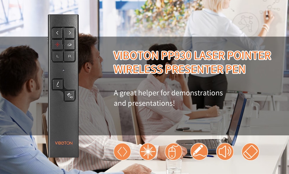 Viboton PP930 Laser Pointer Wireless Presenter Pen with USB Receiver for Windows Android Linux Mac OS- Black Viboton PP930 Laser Pointer Wireless Presenter Pen with USB Receiver for Windows Android Linux Mac OS- Black