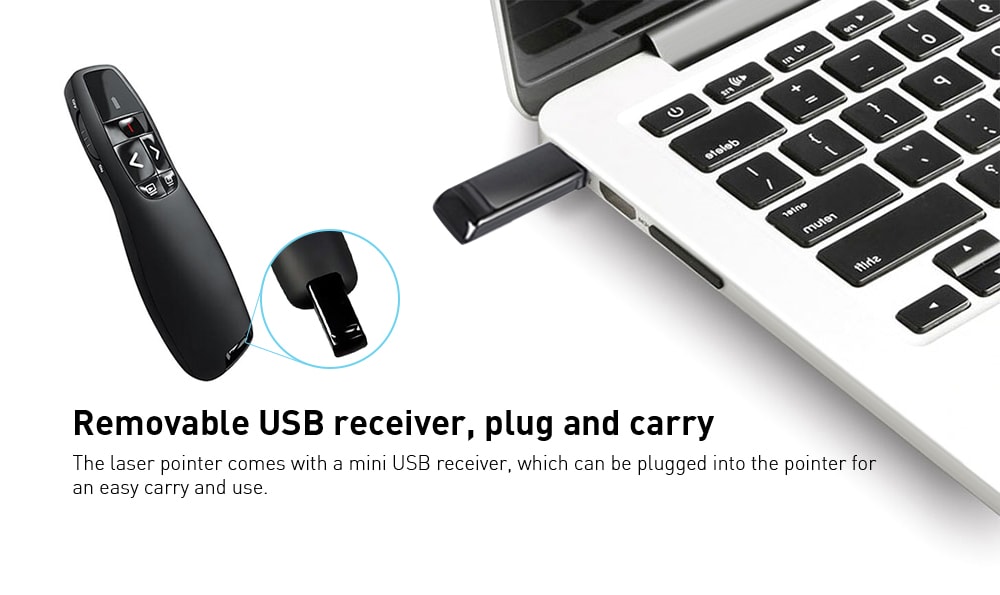 Laser Pointer Wireless Presenter Pen with USB Receiver for Multimedia Presentation- Black Laser Pointer Wireless Presenter Pen with USB Receiver for Multimedia Presentation- Black