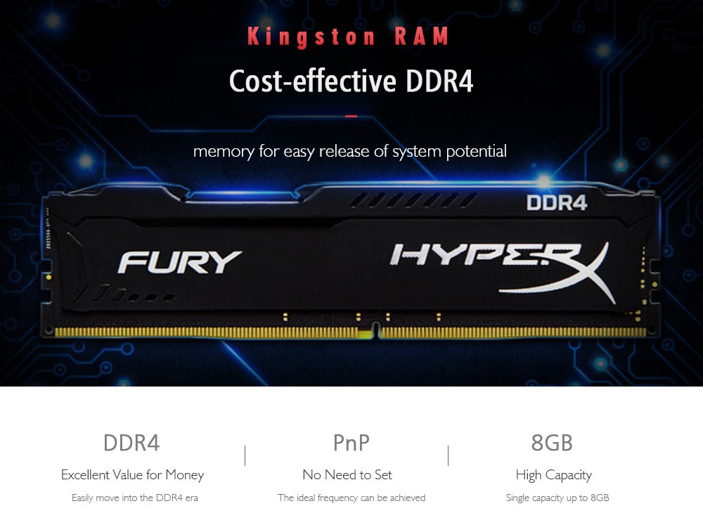 Original Kingston HyperX 8GB Desktop Memory Bank DDR4 2400MHz Computer Accessory- Black Original Kingston HyperX 8GB Desktop Memory Bank DDR4 2400MHz Computer Accessory- Black