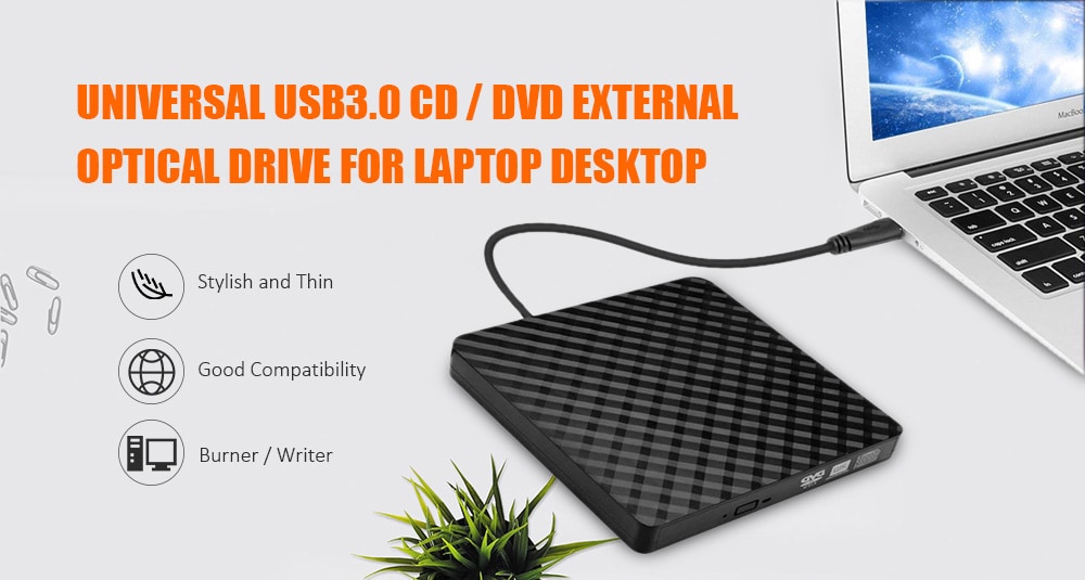 USB3.0 External CD / DVD Optical Drive for Laptop Desktop- Black USB3.0 External CD / DVD Optical Drive for Laptop Desktop- Black