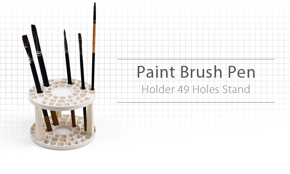 Paint Brush Pen Holder 49 Holes Stand- White Paint Brush Pen Holder 49 Holes Stand- White
