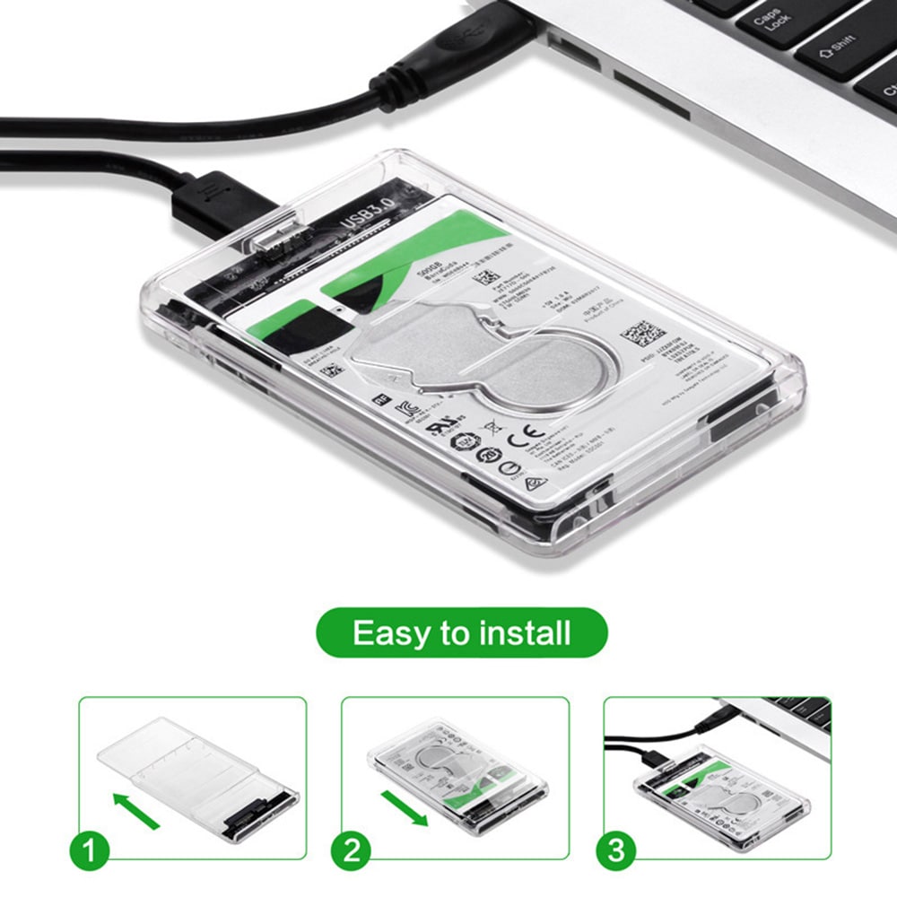 2.5 inch USB 3.0 to SATA HDD / SSD Enclosure Hard Disk Case 5Gbps- Transparent 2.5 inch USB 3.0 to SATA HDD / SSD Enclosure Hard Disk Case 5Gbps- Transparent