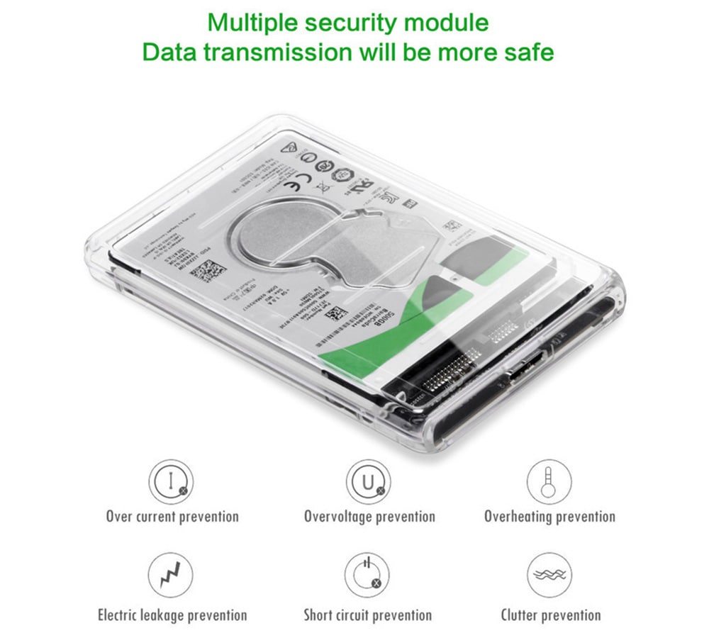 2.5 inch USB 3.0 to SATA HDD / SSD Enclosure Hard Disk Case 5Gbps- Transparent 2.5 inch USB 3.0 to SATA HDD / SSD Enclosure Hard Disk Case 5Gbps- Transparent