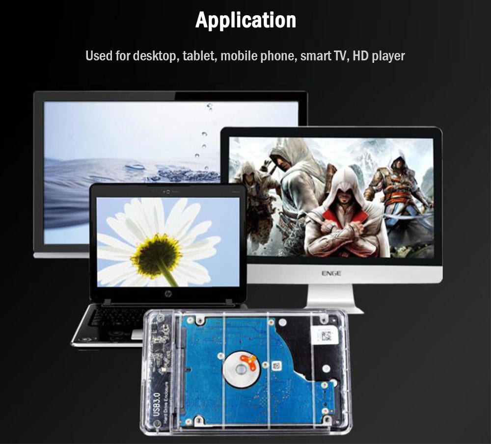 2.5 inch USB 3.0 to SATA HDD / SSD Enclosure Hard Disk Case 5Gbps- Transparent 2.5 inch USB 3.0 to SATA HDD / SSD Enclosure Hard Disk Case 5Gbps- Transparent