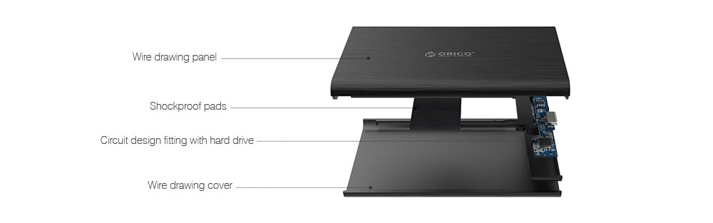 ORICO 2.5 inch USB 3.0 External Hard Drive Enclosure for HDD / SSD- Jet Black ORICO 2.5 inch USB 3.0 External Hard Drive Enclosure for HDD / SSD- Jet Black