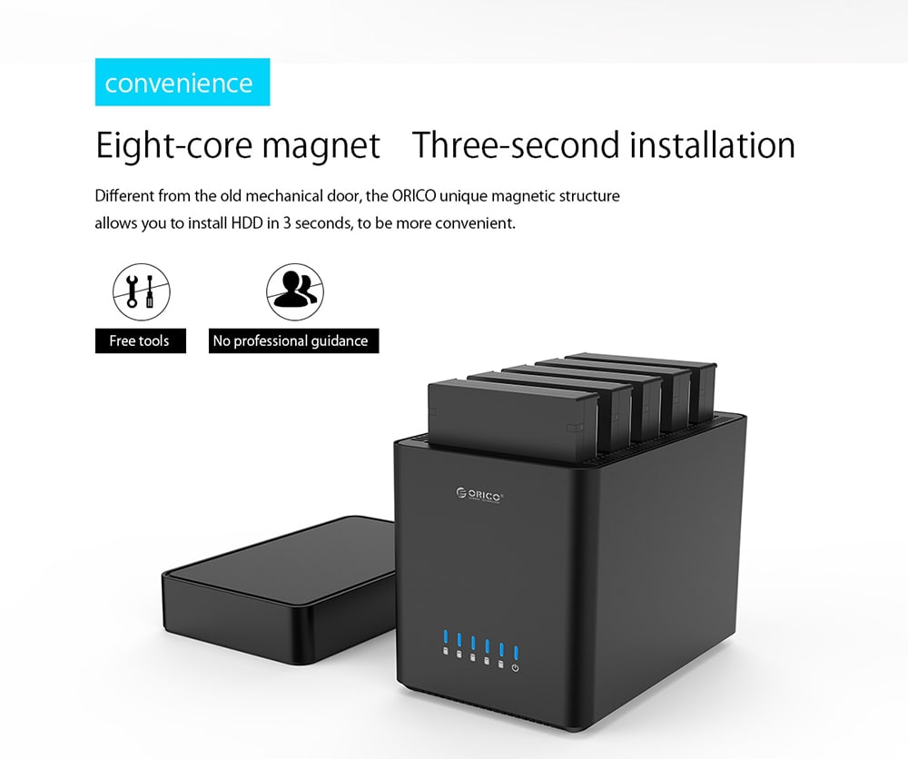 ORICO DS500U3 5 Channels 3.5-inch Hard Drive Enclosure Case Storage Box with USB3.0 Port- Black ORICO DS500U3 5 Channels 3.5-inch Hard Drive Enclosure Case Storage Box with USB3.0 Port- Black