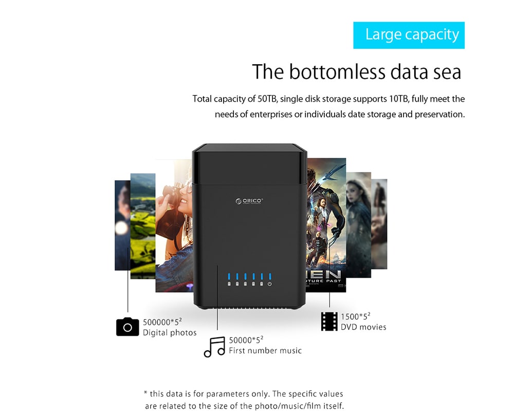 ORICO DS500U3 5 Channels 3.5-inch Hard Drive Enclosure Case Storage Box with USB3.0 Port- Black ORICO DS500U3 5 Channels 3.5-inch Hard Drive Enclosure Case Storage Box with USB3.0 Port- Black