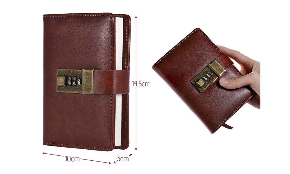 Portable Lock Student Creative Journal Notebook- Brown Portable Lock Student Creative Journal Notebook- Brown