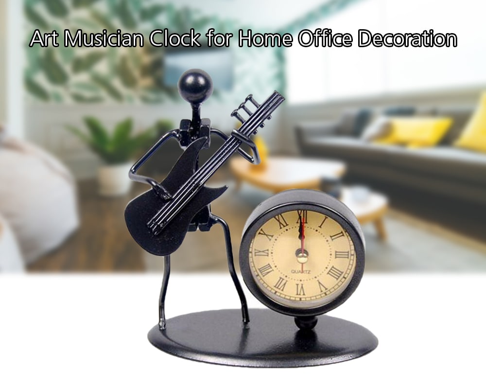 Creative Retro Iron Man Guitar Clock Office Decoration - Gunmetal Creative Retro Iron Man Guitar Clock Office Decoration - Gunmetal
