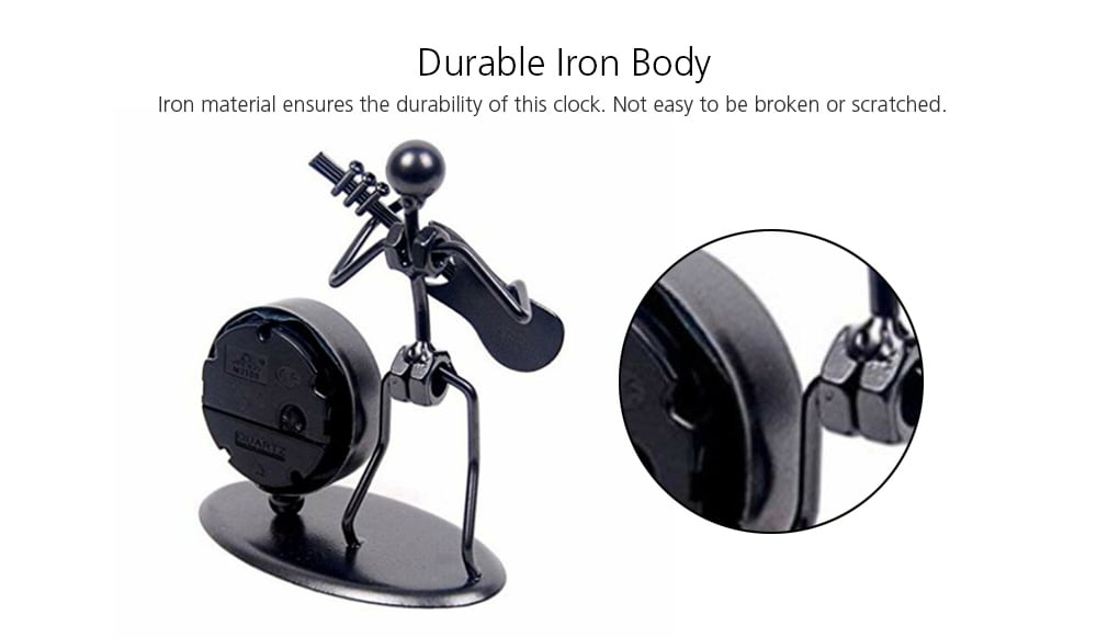 Creative Retro Iron Man Guitar Clock Office Decoration - Gunmetal Creative Retro Iron Man Guitar Clock Office Decoration - Gunmetal