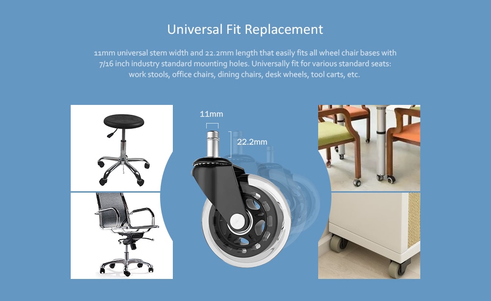 2.5 inch Rod 11 x 22mm Furniture Universal Wheel for Office Seats 5pcs- Black 2.5 inch Rod 11 x 22mm Furniture Universal Wheel for Office Seats 5pcs- Black
