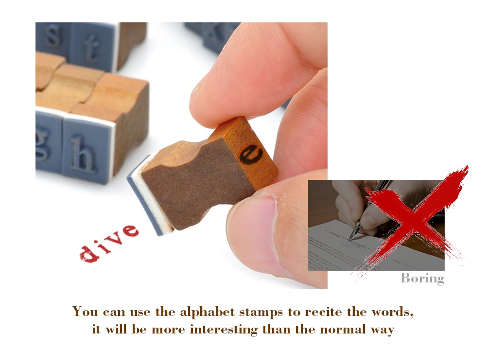 Retro Style Alphabet Number Pattern Wooden Stamp Set- Deep Brown Retro Style Alphabet Number Pattern Wooden Stamp Set- Deep Brown