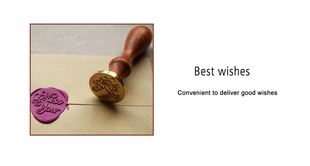 Vintage Wax Seal Stamp with Wooden Handle - Copper Color Miss You Vintage Wax Seal Stamp with Wooden Handle - Copper Color Miss You