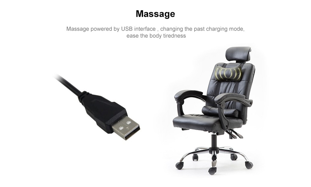 PU Office Gaming Massage Chair Ergonomic Computer Chair- White PU Office Gaming Massage Chair Ergonomic Computer Chair- White