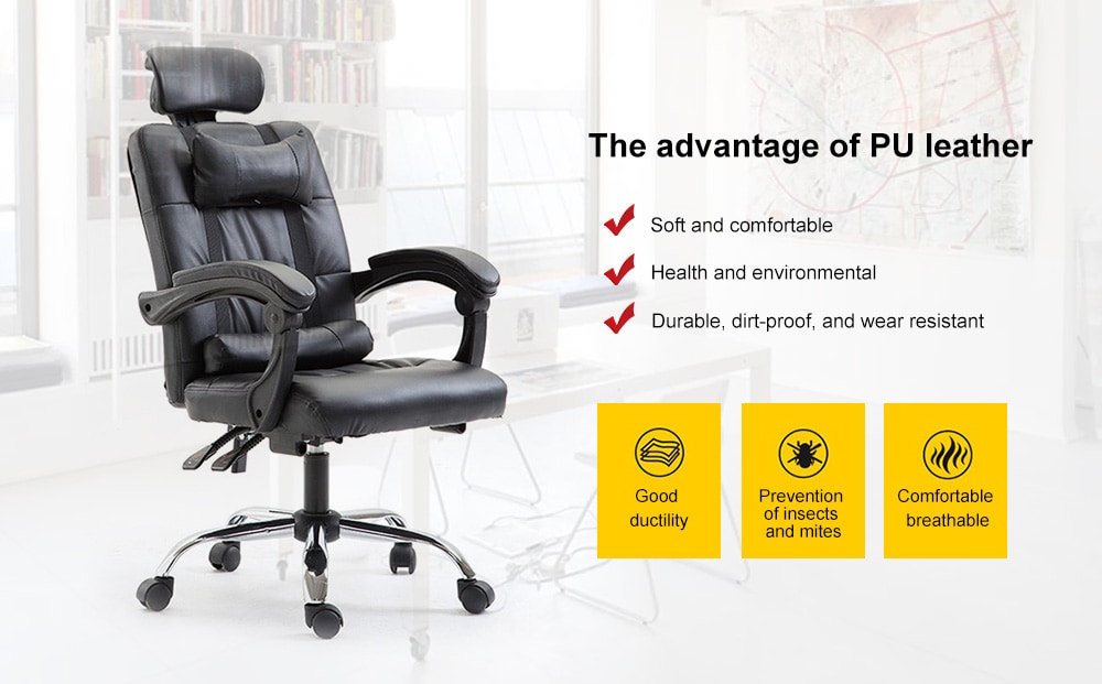 PU Office Gaming Massage Chair Ergonomic Computer Chair- White PU Office Gaming Massage Chair Ergonomic Computer Chair- White