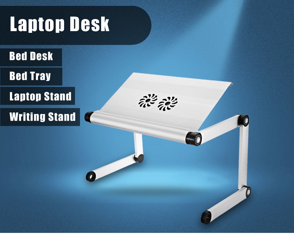 OMAX A8 Folding Computer Table Bed Tray Desk Adjustable Height for Laptop with Cooling Fans- White Golden OMAX A8 Folding Computer Table Bed Tray Desk Adjustable Height for Laptop with Cooling Fans- White Golden