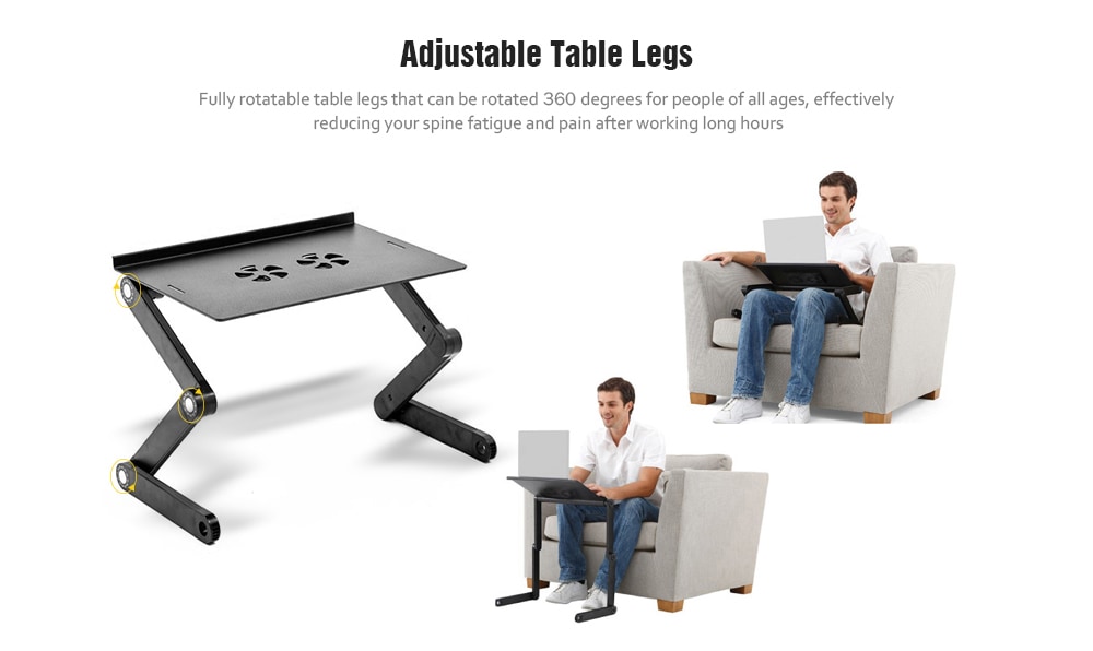 Portable Adjustable Aluminum Laptop Desk- Black Portable Adjustable Aluminum Laptop Desk- Black