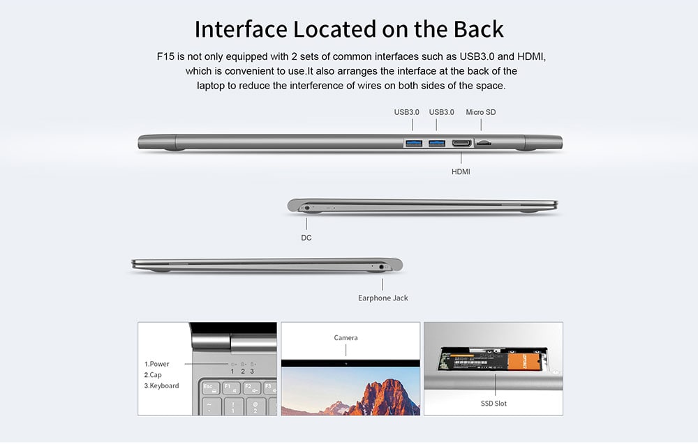 Teclast F15 Notebook 15.6 inch Windows 10 Home English Version Intel N4100 Quad Core 1.1GHz 8GB RAM 256GB SSD 1.0MP Front Camera Micro HDMI 5500mAh Built-in - Platinum Teclast F15 Notebook 15.6 inch Windows 10 Home English Version Intel N4100 Quad Core 1.1GHz 8GB RAM 256GB SSD 1.0MP Front Camera Micro HDMI 5500mAh Built-in - Platinum