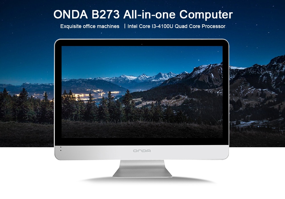 ONDA B273 All-in-one Computer 23.8 inch Intel Core I3-4100U Quad Core 2.42GHz 4GB RAM 120GB SSD 1.3MP Front Camera HDMI- Silver ONDA B273 All-in-one Computer 23.8 inch Intel Core I3-4100U Quad Core 2.42GHz 4GB RAM 120GB SSD 1.3MP Front Camera HDMI- Silver