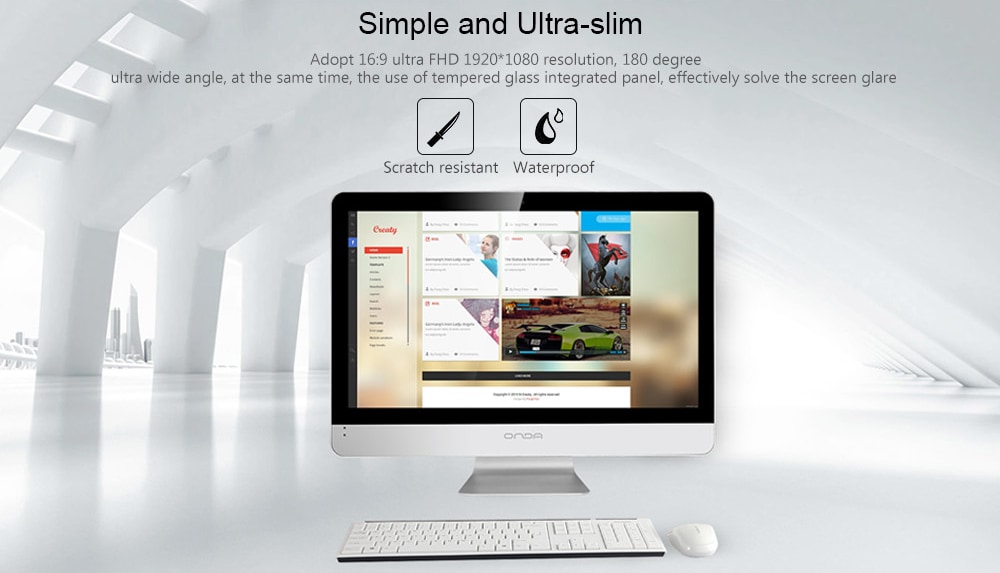 ONDA B225 All-in-one Computer 21.5 inch Intel Core i5-3317U Quad Core 2.42GHz 4GB RAM 120GB SSD 1.2MP Front Camera HDMI 4000mAh Built-in- Silver ONDA B225 All-in-one Computer 21.5 inch Intel Core i5-3317U Quad Core 2.42GHz 4GB RAM 120GB SSD 1.2MP Front Camera HDMI 4000mAh Built-in- Silver