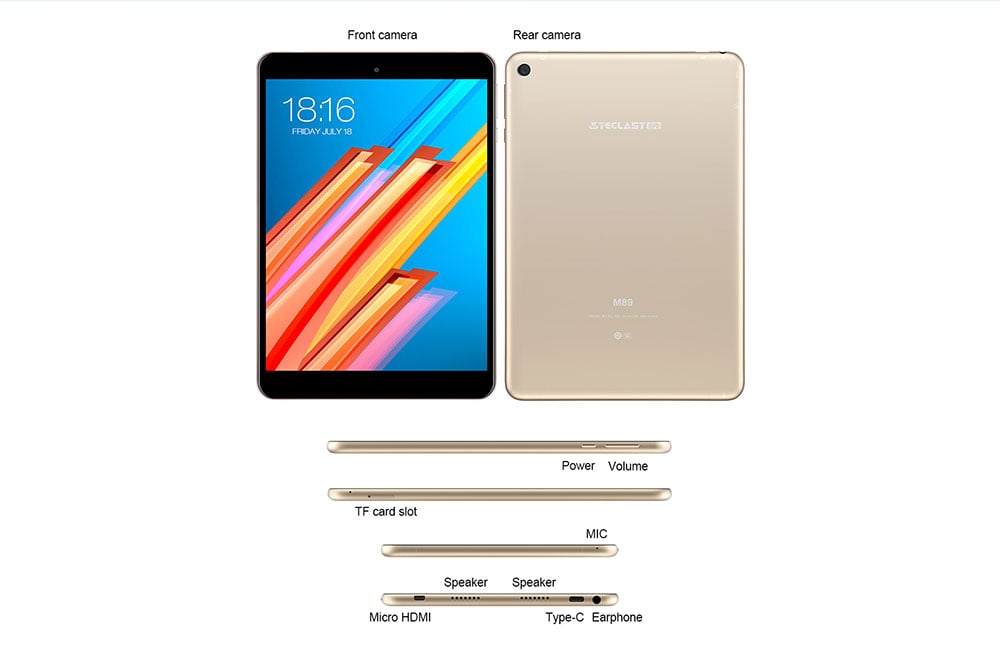 Teclast M89 Tablet PC 7.9 inch Android 7.0 MTK8176 Hexa Core 2.1GHz 3GB RAM 32GB eMMC ROM Double Cameras Dual WiFi HDMI Type-C- Champagne Teclast M89 Tablet PC 7.9 inch Android 7.0 MTK8176 Hexa Core 2.1GHz 3GB RAM 32GB eMMC ROM Double Cameras Dual WiFi HDMI Type-C- Champagne