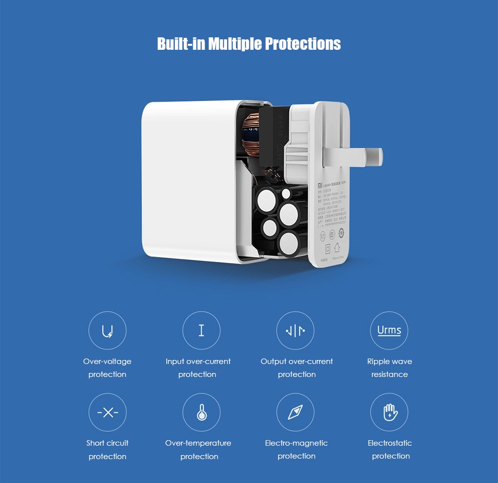 PD 2.0 USB Type-C Power Adapter for Xiaomi 45W Quick Charge 3.0 Gift Cable- White Chinese Plug PD 2.0 USB Type-C Power Adapter for Xiaomi 45W Quick Charge 3.0 Gift Cable- White Chinese Plug