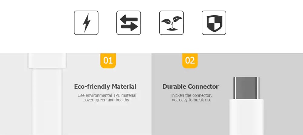 Original Xiaomi Type-C Charging and Sync USB Data Cable 1.2m Fast Charge - White Original Xiaomi Type-C Charging and Sync USB Data Cable 1.2m Fast Charge - White