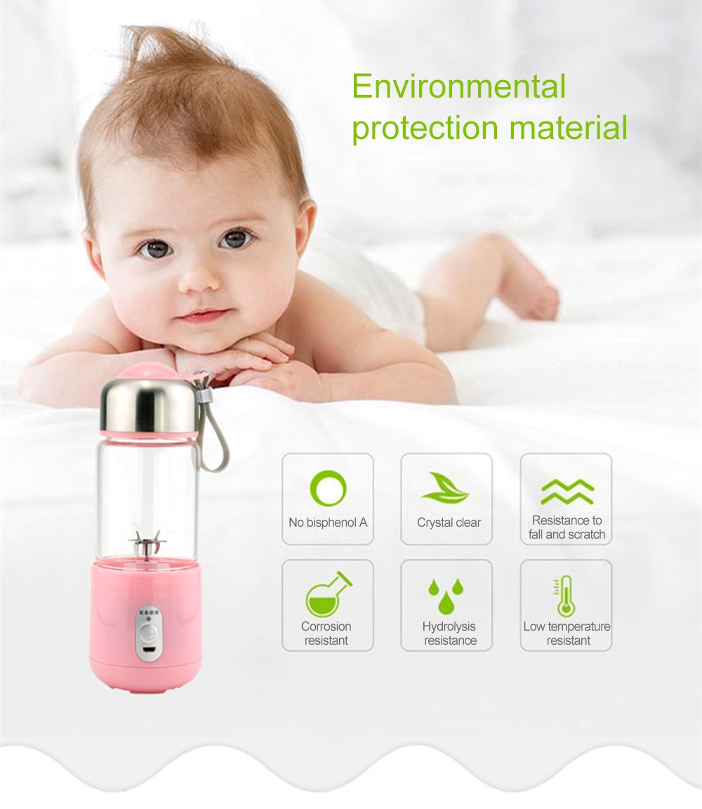 Mini Portable DC Student Electric USB Cordless Accompanying Juicer- Light Pink Mini Portable DC Student Electric USB Cordless Accompanying Juicer- Light Pink