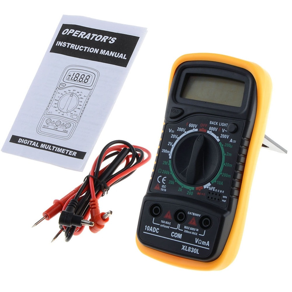 XL830L Digital LCD Multimeter Volt Meter Ammeter Ohmmeter AC DC Tester Meter- BLACK+YELLOW XL830L Digital LCD Multimeter Volt Meter Ammeter Ohmmeter AC DC Tester Meter- BLACK+YELLOW