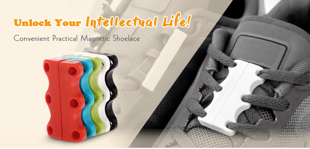 Pair of Convenient Practical Magnetic Shoelaces- White Pair of Convenient Practical Magnetic Shoelaces- White