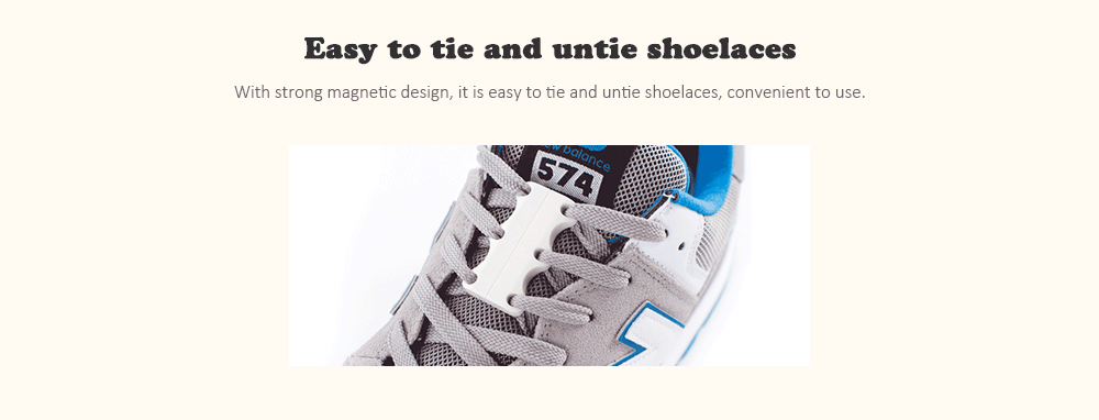 Pair of Convenient Practical Magnetic Shoelaces- White Pair of Convenient Practical Magnetic Shoelaces- White