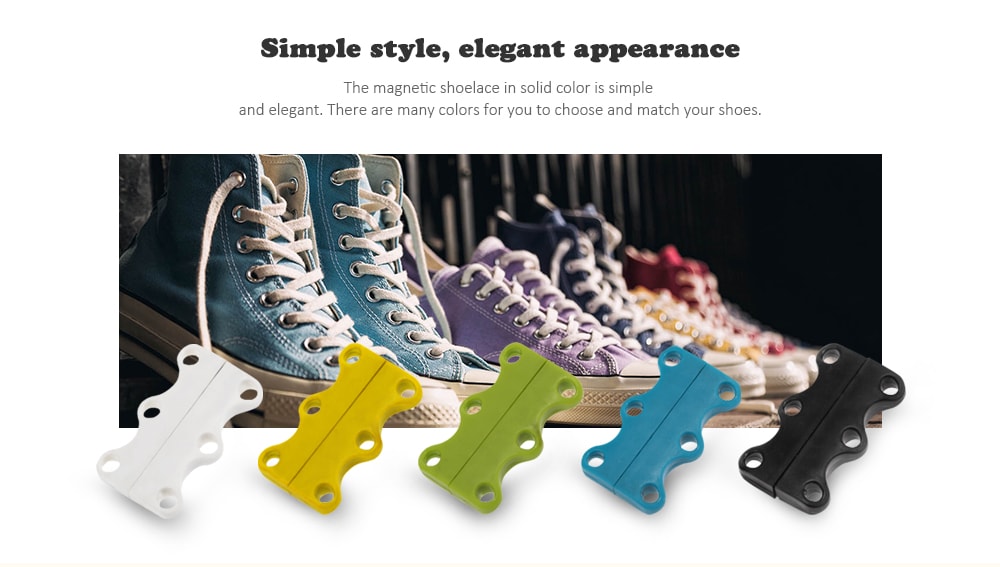 Pair of Convenient Practical Magnetic Shoelaces- White Pair of Convenient Practical Magnetic Shoelaces- White