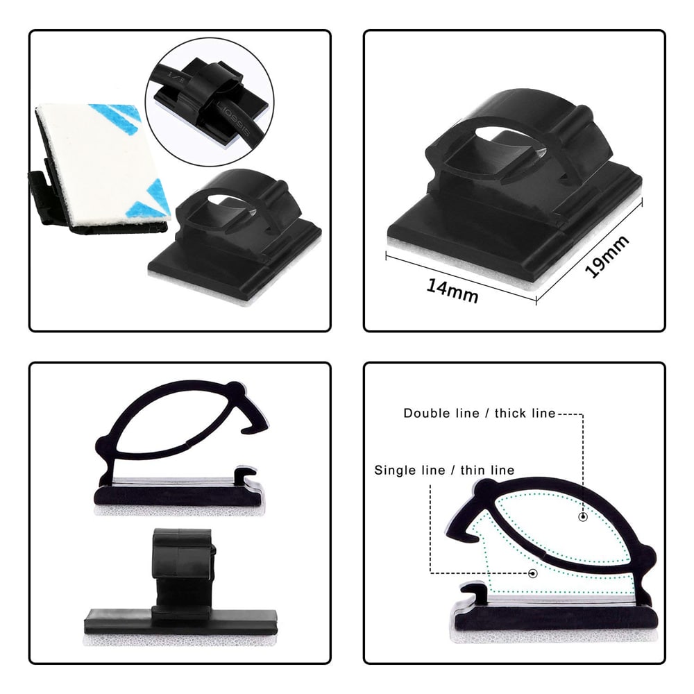 ZDM 50/100 Pieces of Adhesive Cable Clips Wire for Car Office and Home- Black 50 pcs ZDM 50/100 Pieces of Adhesive Cable Clips Wire for Car Office and Home- Black 50 pcs
