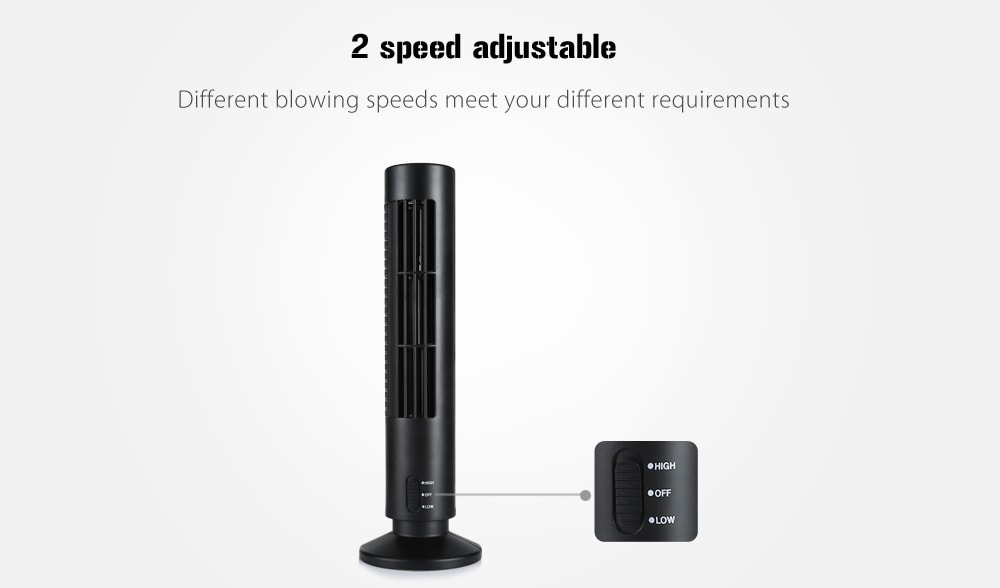 Low Noise 2-speed USB Bladeless Electric Tower Fan Portable Desktop Cooler- White Low Noise 2-speed USB Bladeless Electric Tower Fan Portable Desktop Cooler- White