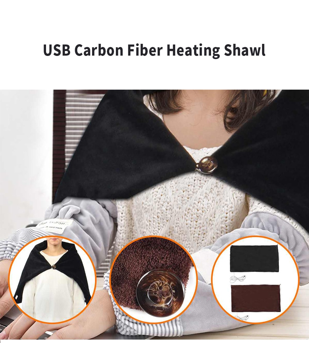 USB Soft Heated Shawl Winter Electric Warming Neck Shoulder Heating Blanket Pad- Coffee USB Soft Heated Shawl Winter Electric Warming Neck Shoulder Heating Blanket Pad- Coffee