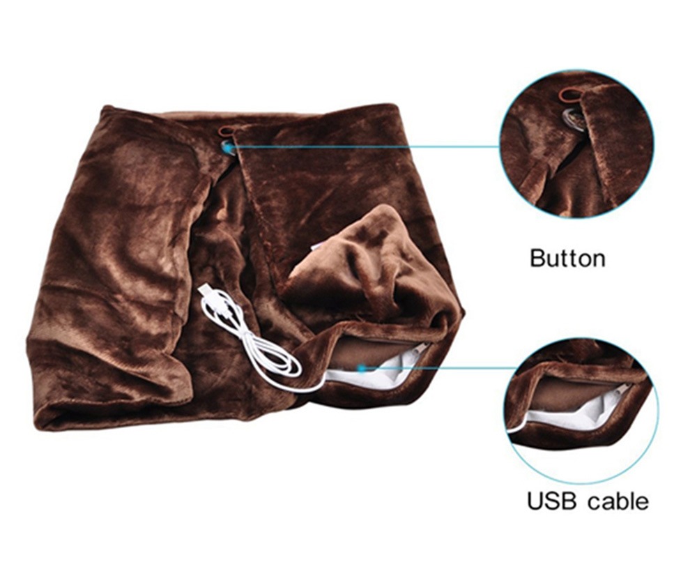 USB Soft Heated Shawl Winter Electric Warming Neck Shoulder Heating Blanket Pad- Coffee USB Soft Heated Shawl Winter Electric Warming Neck Shoulder Heating Blanket Pad- Coffee