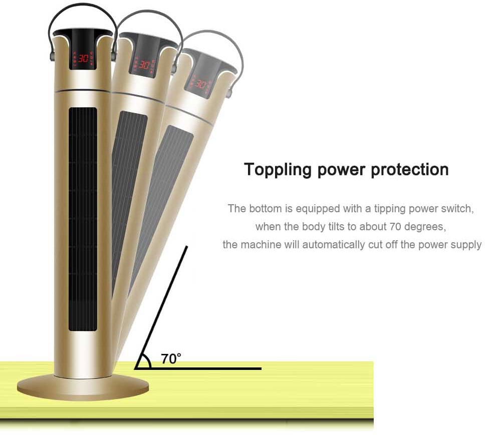ZG - NSB - 2000 Home Remote Control Electric Heating Power-saving Waterproof Tower Type Heater - Rose Gold ZG - NSB - 2000 Home Remote Control Electric Heating Power-saving Waterproof Tower Type Heater - Rose Gold